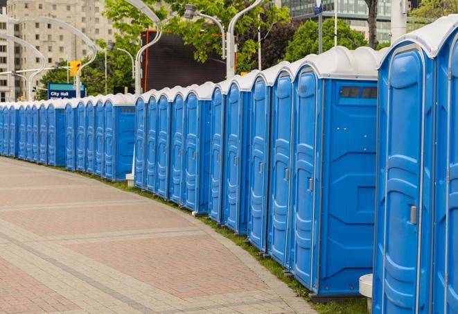 Seasonal porta potty units set up at a Bismarck, North Dakota venue